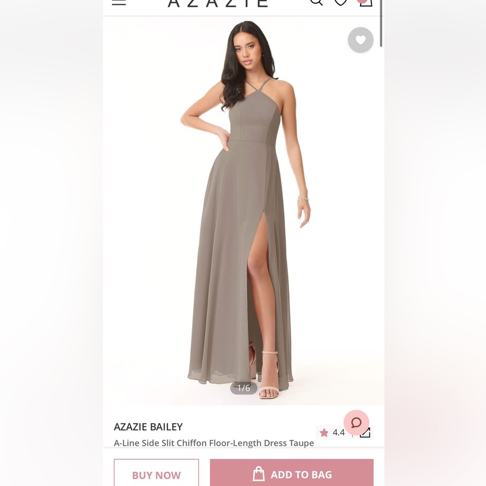 Azazie Bailey Taupe bridesmaid dress size 4/6